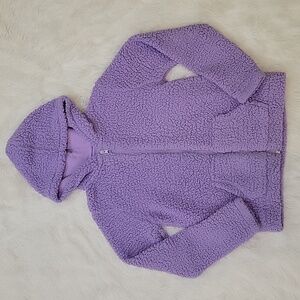Children's Place Purple Sherpa Full Zip Hooded Jacket Girls Size 10/12